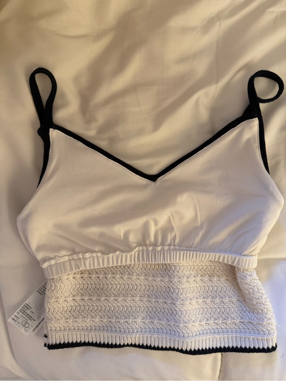 Abercrombie & Fitch Cream Knit Crop Top and Maxi Skirt Set with Black Trim - Picture 5 of 7